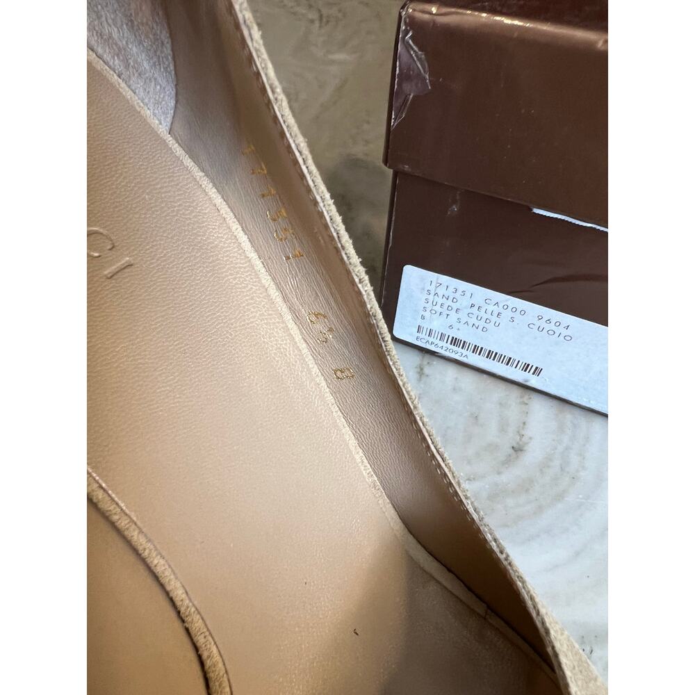 Gucci Suede Horsebit Platform Open toe Heels Pumps Sand 6.5 - Picture 14 of 15